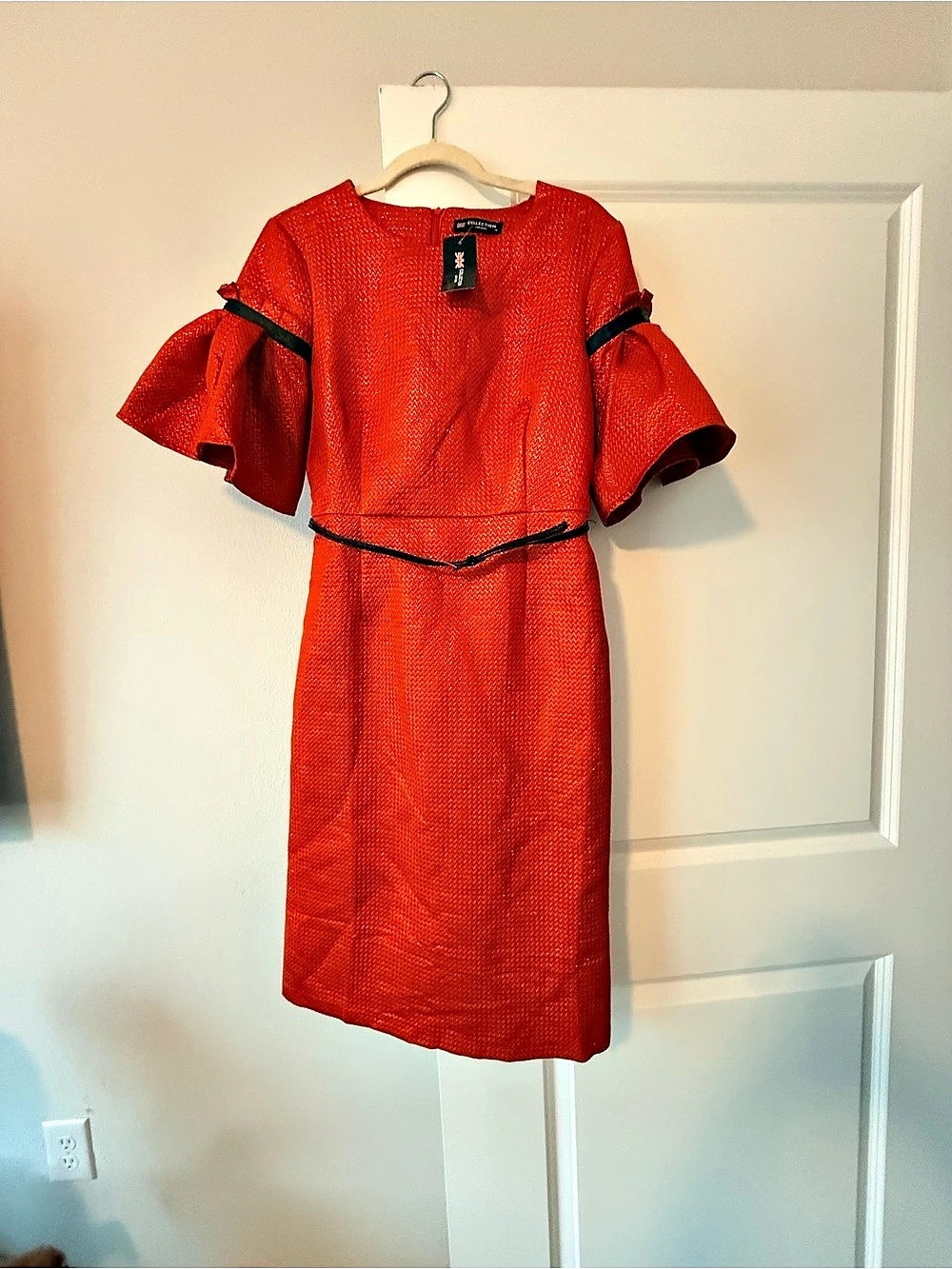 Collection London Textured Midi Dress in Orange Size 14 NWT